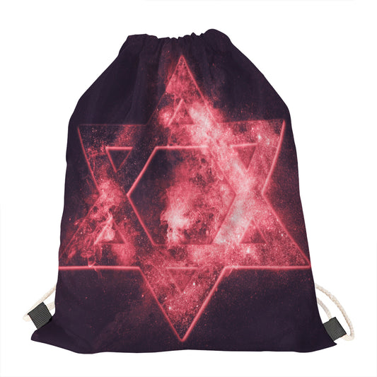 Fiery Star of David Print Drawstring Bag