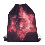 Fiery Star of David Print Drawstring Bag