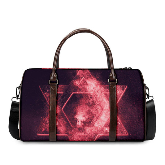Fiery Star of David Print Duffle Bag
