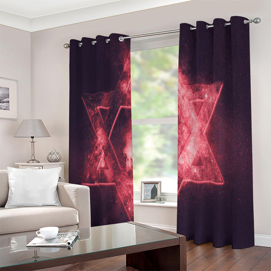 Fiery Star of David Print Extra Wide Grommet Curtains