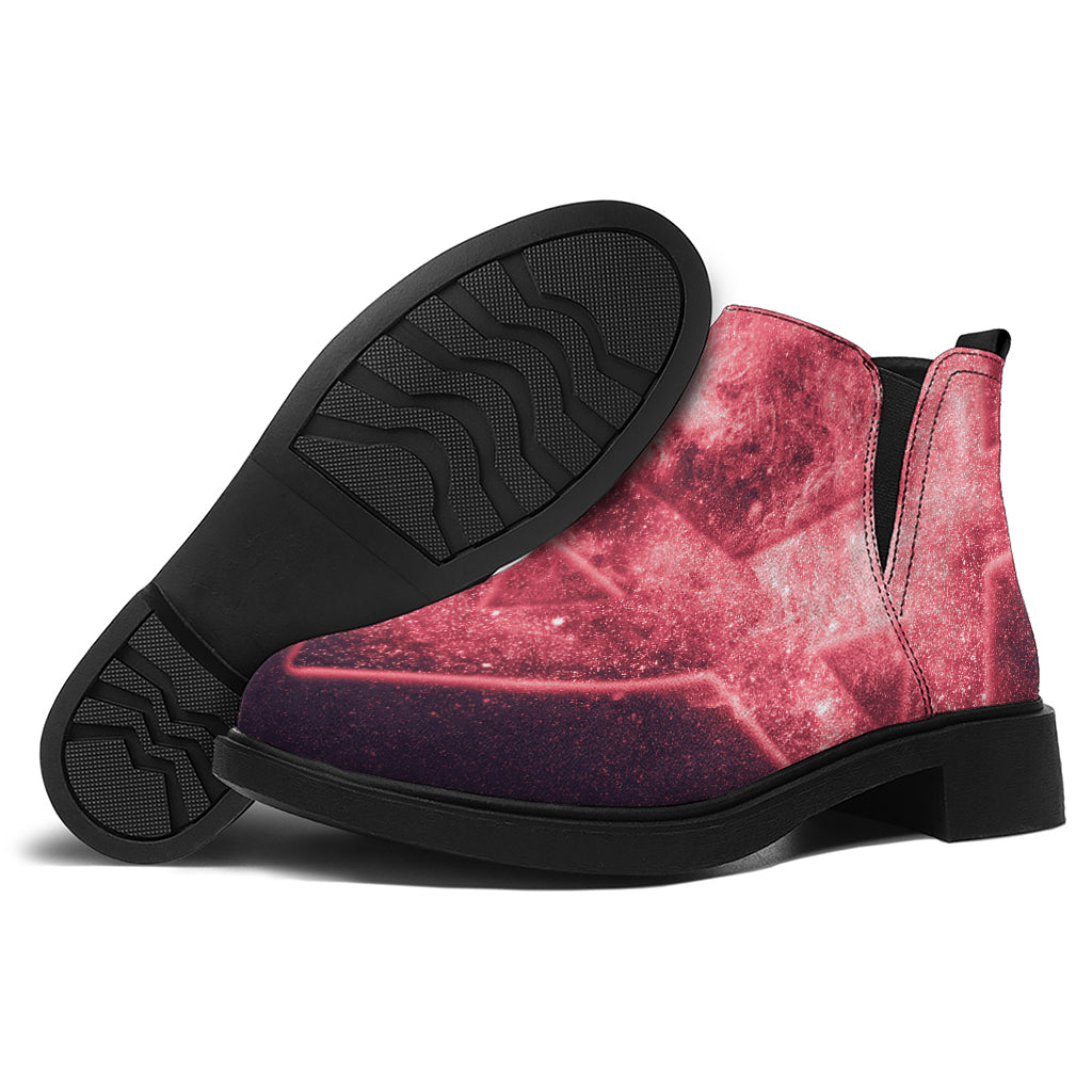 Fiery Star of David Print Flat Ankle Boots