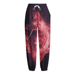 Fiery Star of David Print Fleece Lined Knit Pants