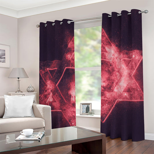 Fiery Star of David Print Grommet Curtains