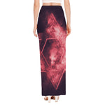 Fiery Star of David Print High Slit Maxi Skirt