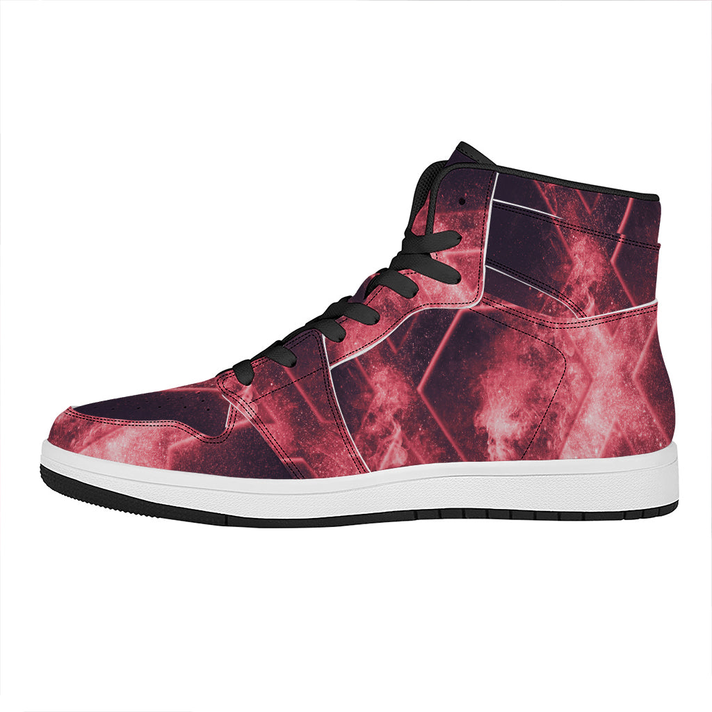Fiery Star of David Print High Top Leather Sneakers
