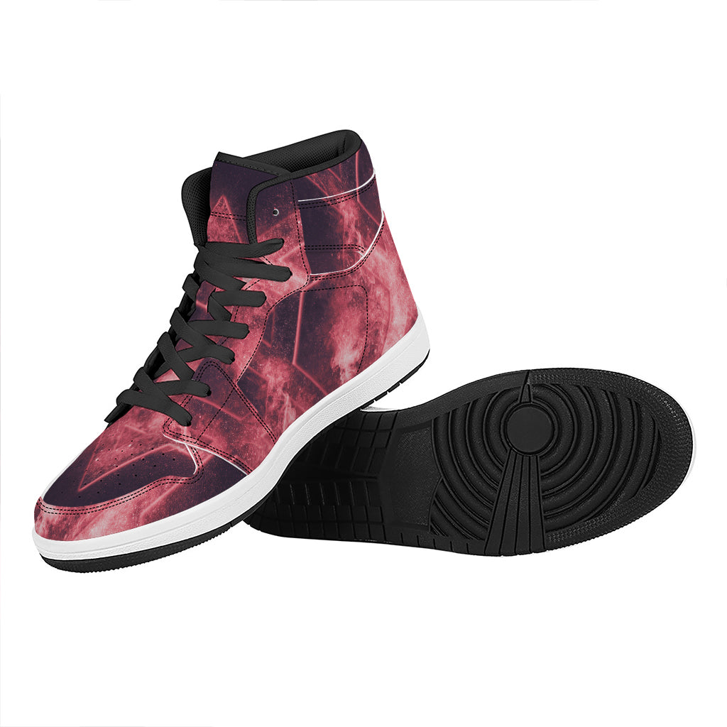 Fiery Star of David Print High Top Leather Sneakers