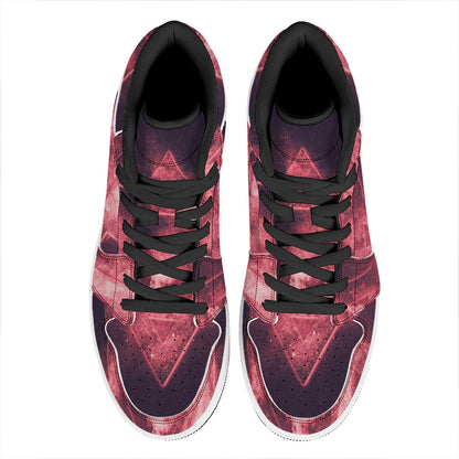 Fiery Star of David Print High Top Leather Sneakers