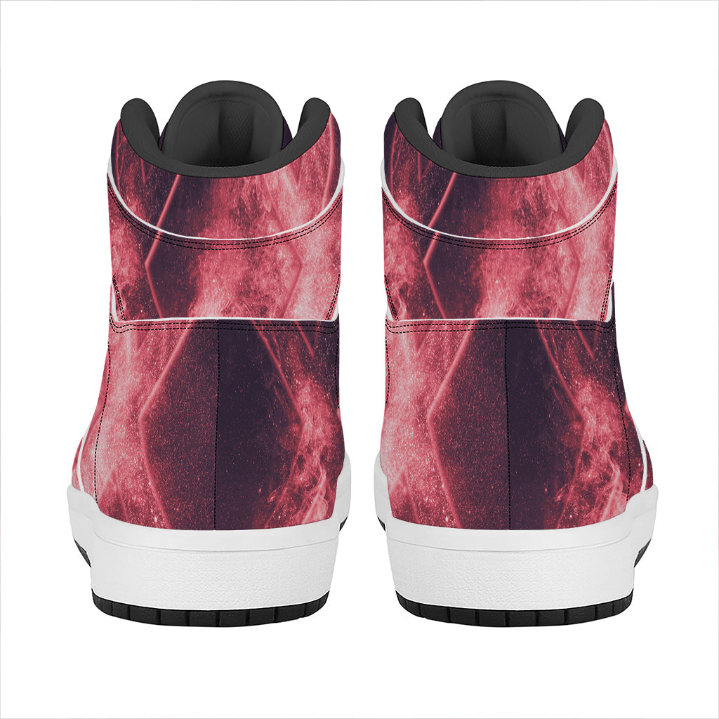 Fiery Star of David Print High Top Leather Sneakers