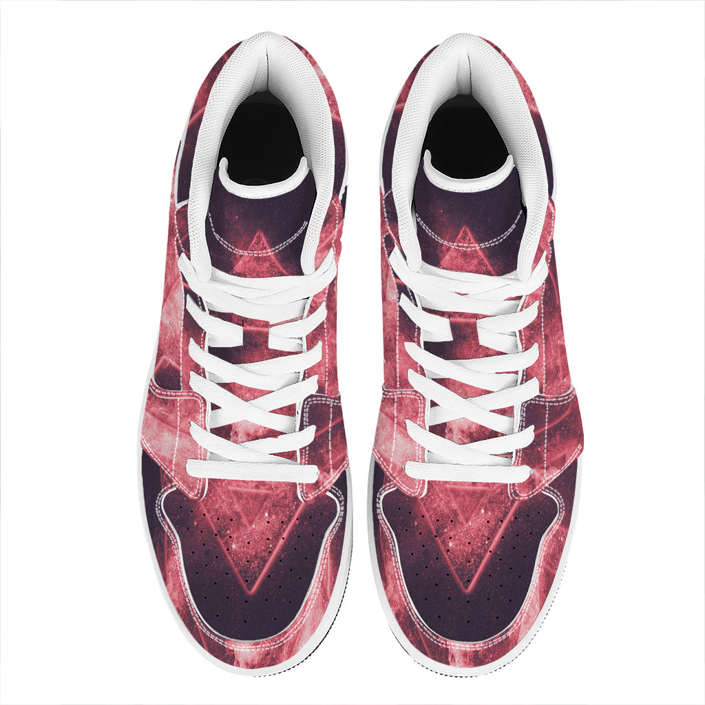 Fiery Star of David Print High Top Leather Sneakers