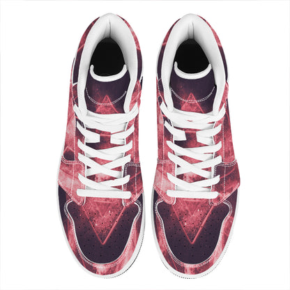 Fiery Star of David Print High Top Leather Sneakers