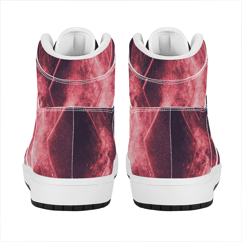 Fiery Star of David Print High Top Leather Sneakers
