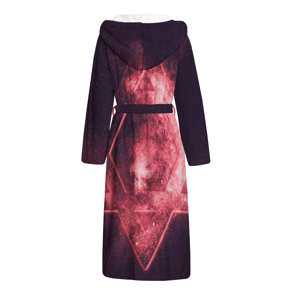 Fiery Star of David Print Hooded Bathrobe