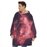 Fiery Star of David Print Hoodie Blanket