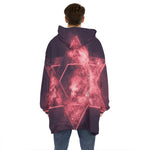 Fiery Star of David Print Hoodie Blanket