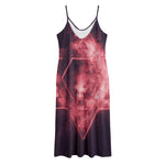Fiery Star of David Print Jersey Midi Cami Dress