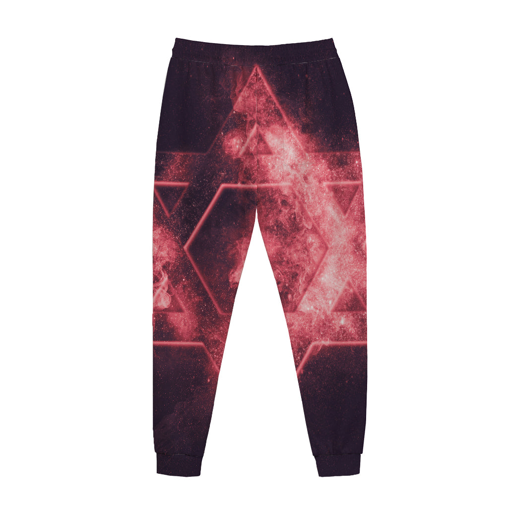 Fiery Star of David Print Jogger Pants