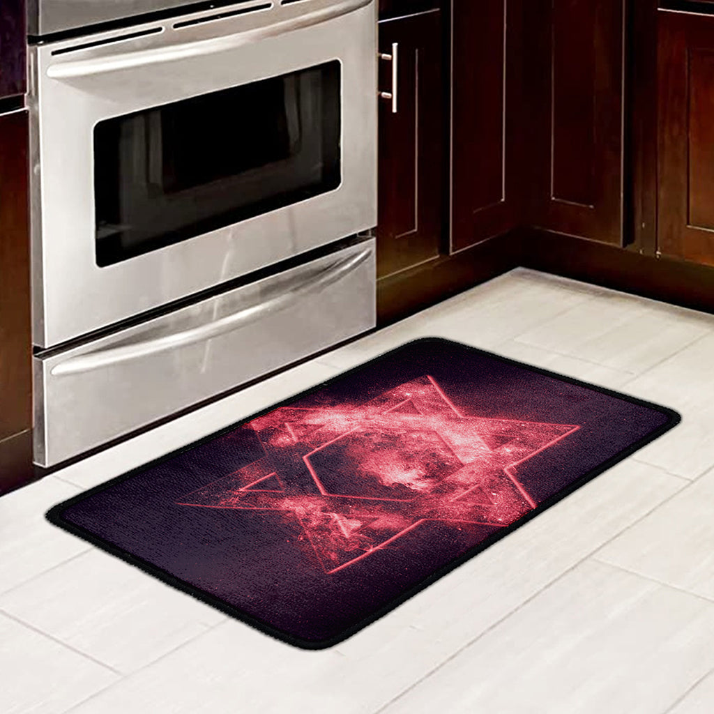 Fiery Star of David Print Kitchen Mat