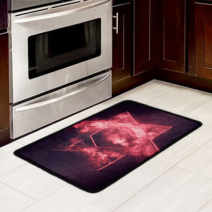Fiery Star of David Print Kitchen Mat