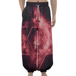 Fiery Star of David Print Lantern Pants