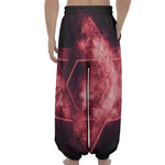 Fiery Star of David Print Lantern Pants