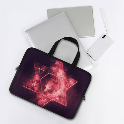 Fiery Star of David Print Laptop Sleeve With Handle