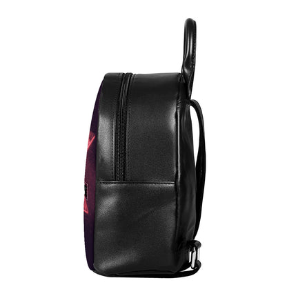 Fiery Star of David Print Leather Backpack