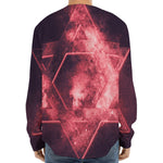 Fiery Star of David Print Long Sleeve Baseball Jersey