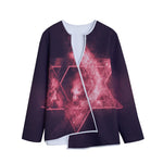 Fiery Star of David Print Long Sleeve Short Coat