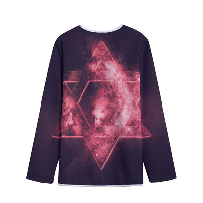 Fiery Star of David Print Long Sleeve Short Coat