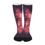 Fiery Star of David Print Long Socks