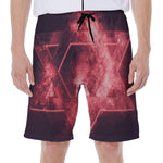 Fiery Star of David Print Men's Beach Shorts