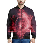 Fiery Star of David Print Men's Bomber Jacket