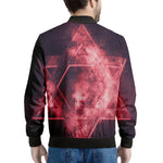 Fiery Star of David Print Men's Bomber Jacket