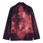 Fiery Star of David Print Men's Cotton Blazer