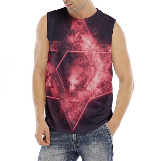 Fiery Star of David Print Men's Fitness Tank Top