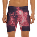 Fiery Star of David Print Men's Long Boxer Briefs