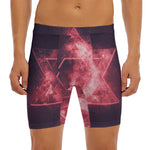 Fiery Star of David Print Men's Long Boxer Briefs
