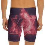 Fiery Star of David Print Men's Long Boxer Briefs