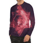 Fiery Star of David Print Men's Long Sleeve Rash Guard