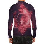 Fiery Star of David Print Men's Long Sleeve Rash Guard