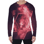 Fiery Star of David Print Men's Long Sleeve T-Shirt