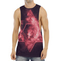 Fiery Star of David Print Men's Muscle Tank Top