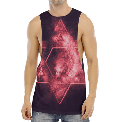 Fiery Star of David Print Men's Muscle Tank Top