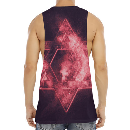 Fiery Star of David Print Men's Muscle Tank Top