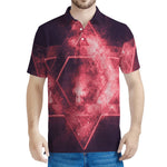 Fiery Star of David Print Men's Polo Shirt