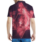 Fiery Star of David Print Men's Polo Shirt