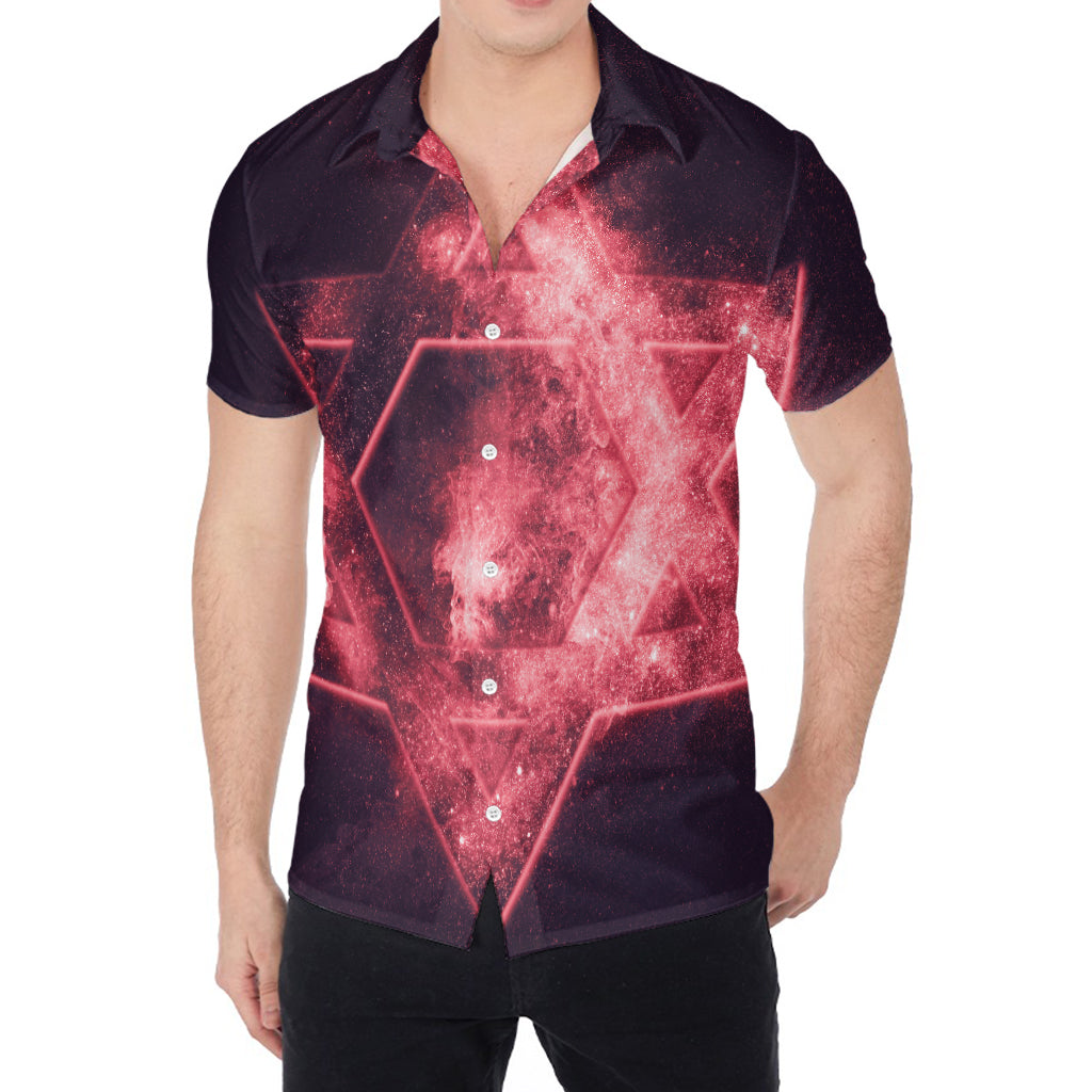 Fiery Star of David Print Men's Shirt