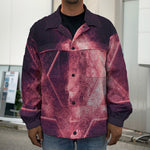 Fiery Star of David Print Men's Shirt Jacket
