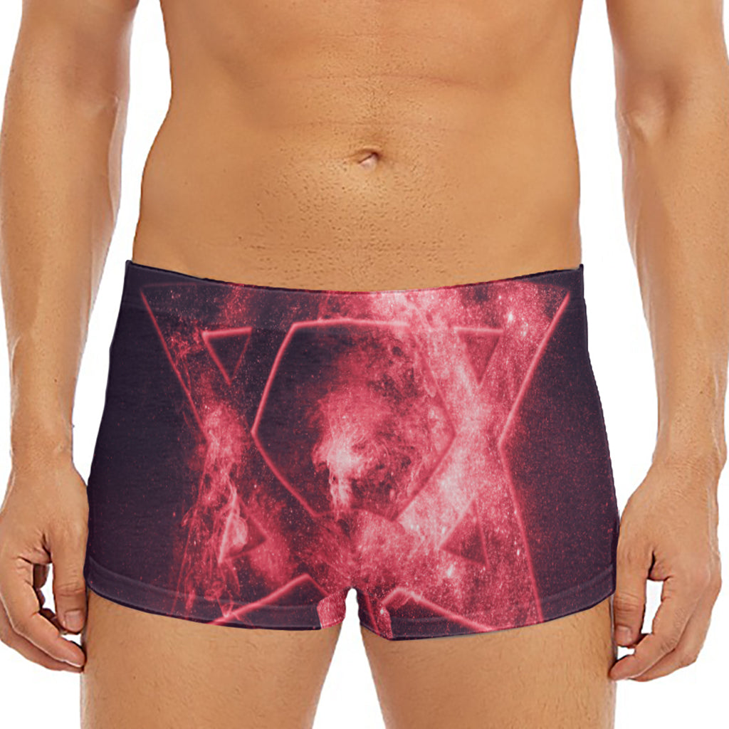 Fiery Star of David Print Men's Short Boxer Briefs