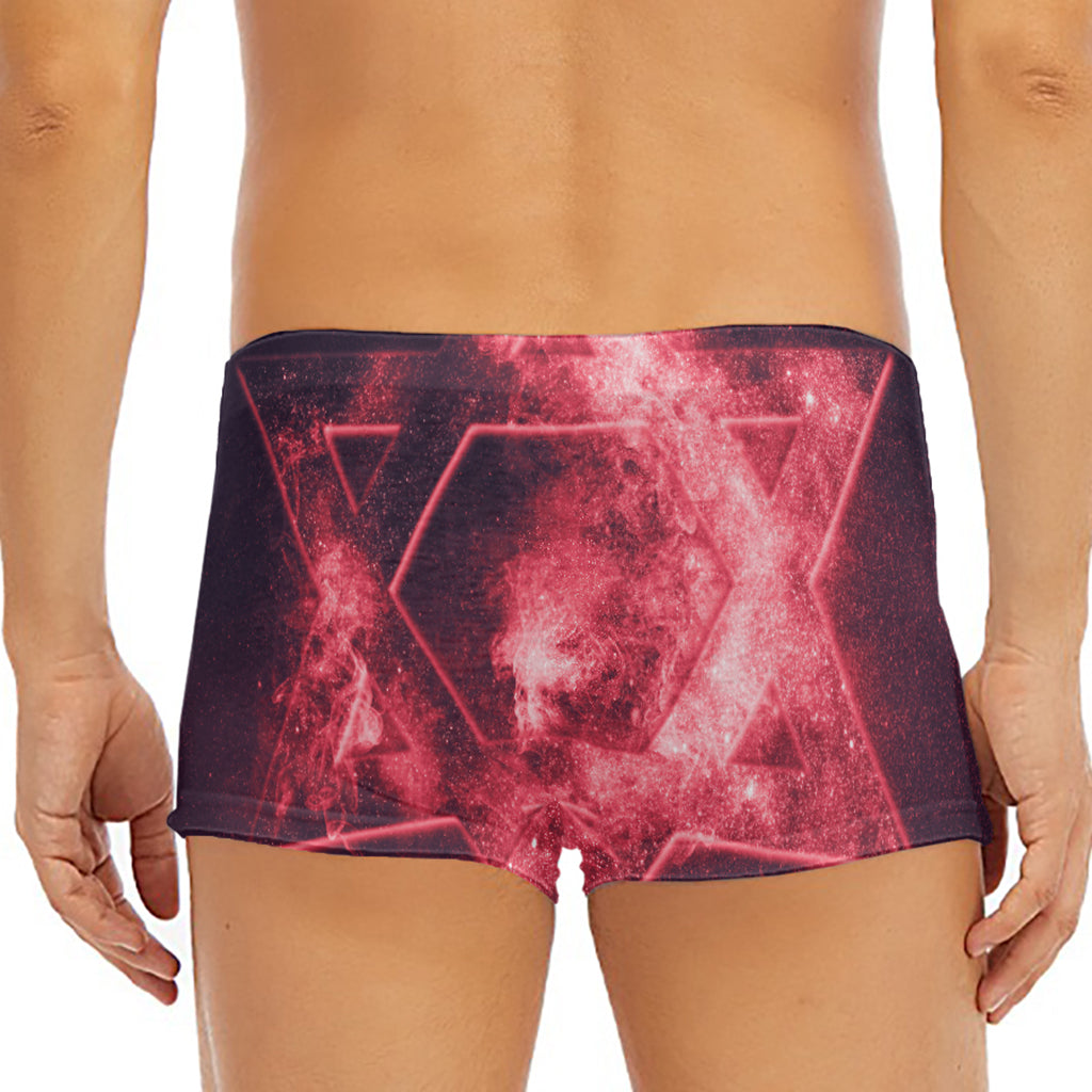 Fiery Star of David Print Men's Short Boxer Briefs